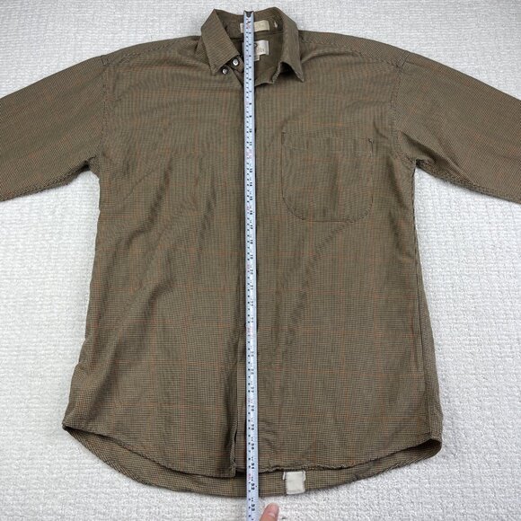 VTG Viyella Shirt Men M Golden Brown hoondstood Plaid Wool Flannel Canada Made - Picture 10 of 16